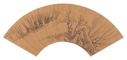 沈颢 戊戌（1658年）作 寒溪渔隐 扇面